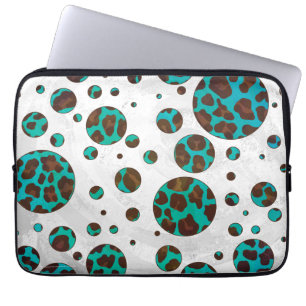 Funda Para Portátil Puntos PrintPolka Verde azulados y marrones leopar
