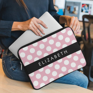 Funda Para Portátil Puntos rosados de polka, patrón de puntos de polka