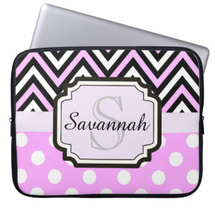 Funda Para Portátil Puntos rosas y cheurones
