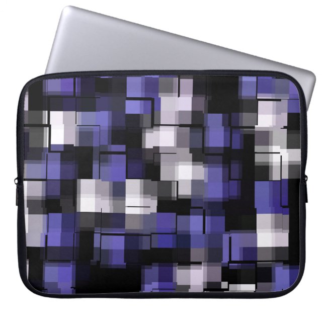 Funda Para Portátil Purple Blue Black White Modern Pattern (Frente)