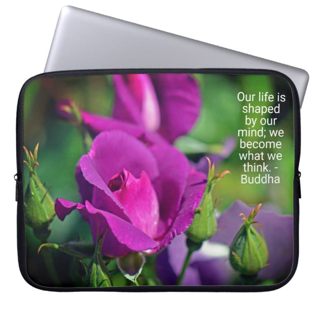 Funda Para Portátil Purple Budding Rose Motivational Quote (Frente)