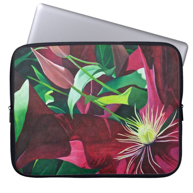 Funda Para Portátil Purple Clematis Floral (Frente)