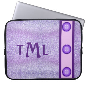 Funda Para Portátil Purple Glitter Stylish Trendy Girly Personalized