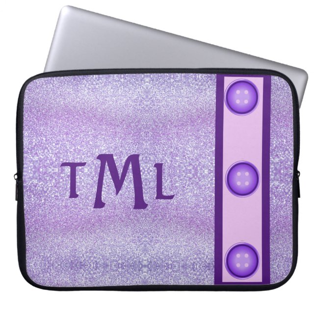 Funda Para Portátil Purple Glitter Stylish Trendy Girly Personalized (Frente)