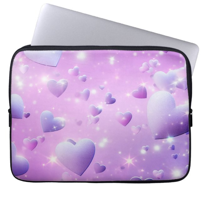 Funda Para Portátil Purple Glow Heart Electronics Bag (Frente)