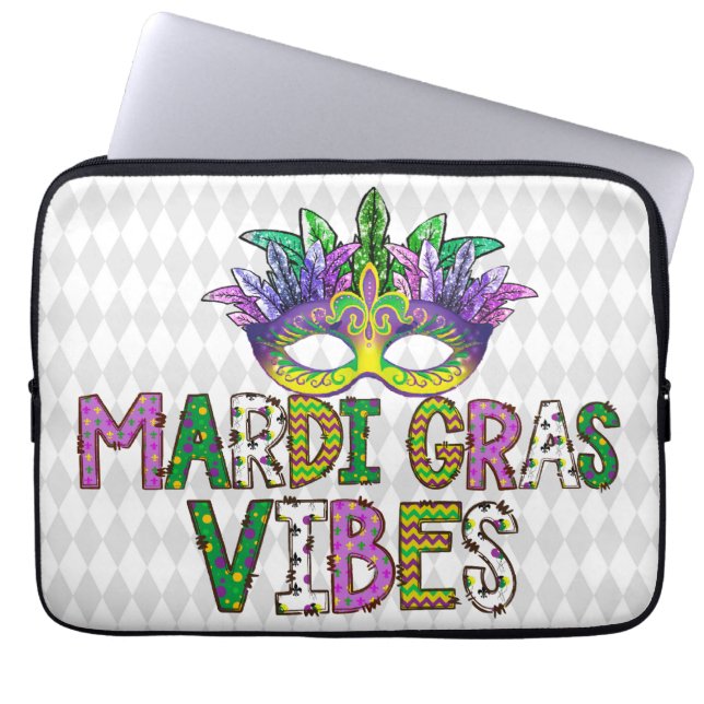 FUNDA PARA PORTÁTIL PURPLE GOLD GREEN MARDI GRAS VIBS (Frente)