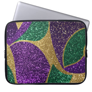 FUNDA PARA PORTÁTIL PURPLE GREEN GOLD PURPURINA LOOK MARDI GRAS PATRÓN