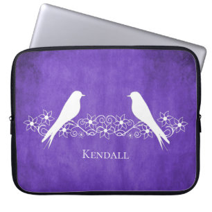 Funda Para Portátil Purple Lovebirds Floral Vine Laptop Sleeve