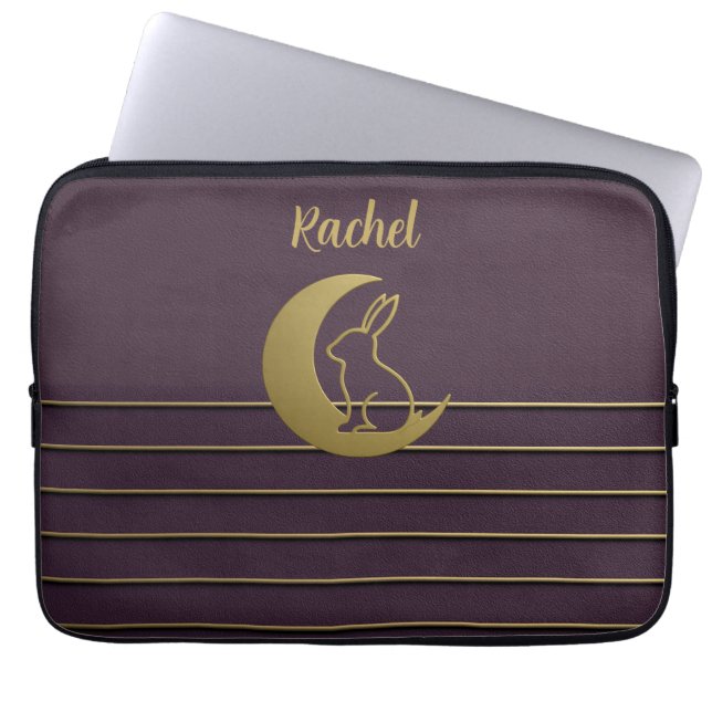 Funda Para Portátil Purple Moon Bunny Design Electronics Bag (Frente)