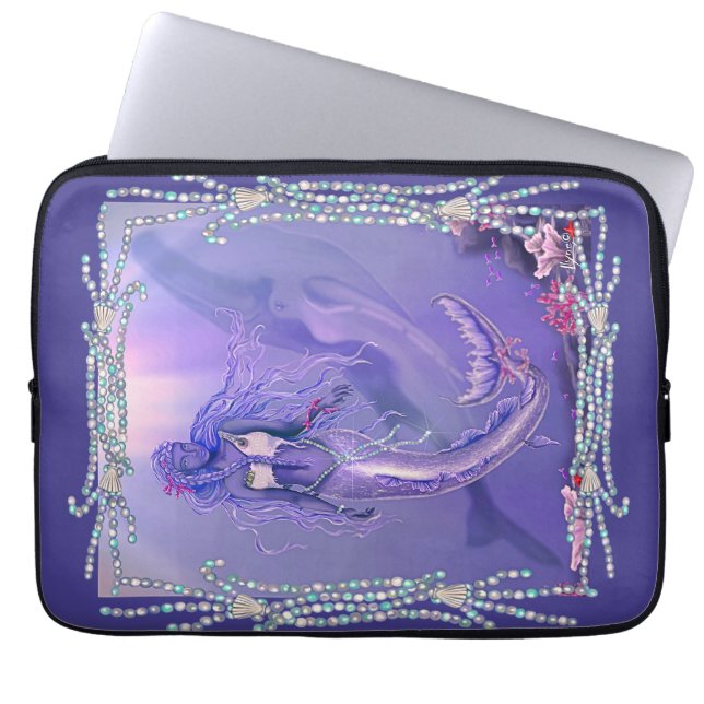 Funda Para Portátil Purple Ocean Mermaid Mouse Pad Laptop Sleeve (Frente)