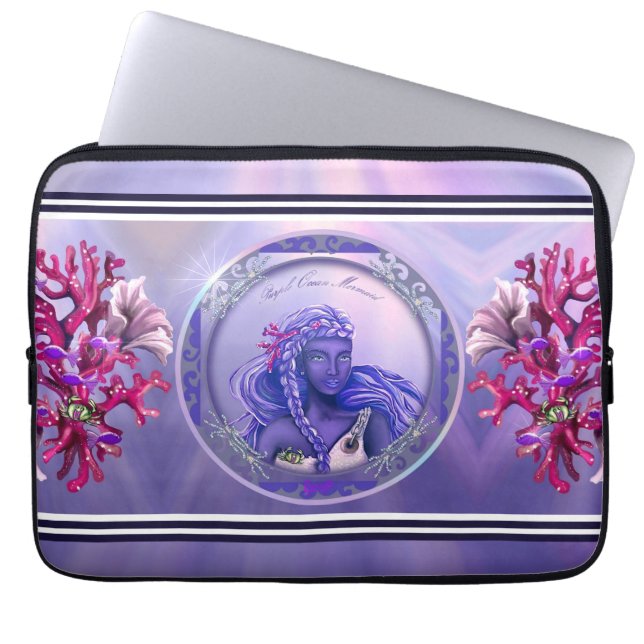 Funda Para Portátil Purple Ocean Mermaid Mouse Pad Laptop Sleeve (Frente)