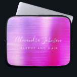 Funda Para Portátil Purple Pink Metallic Monogram Business<br><div class="desc">Moderno morado y rosa Ombre Girly maquillaje y Salón de Belleza Cabello Faux Metallic Stainless Elegant Monograma Promocional Bolsa de Portátiles o Funda de publicidad Promocional (promocional). Este elegante funda profesional de informática empresarial se puede personalizar para incluir su nombre de firma de escritura monogramada y su profesión o puesto...</div>