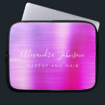 Funda Para Portátil Purple Pink Metallic Monogram Business<br><div class="desc">Moderno morado y rosa Ombre Girly maquillaje y Salón de Belleza Cabello Faux Metallic Stainless Elegant Monograma Promocional Bolsa de Portátiles o Funda de publicidad Promocional (promocional). Este elegante funda profesional de informática empresarial se puede personalizar para incluir su nombre de firma de escritura monogramada y su profesión o puesto...</div>
