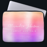 Funda Para Portátil Purple Pink Metallic Monogram Business<br><div class="desc">Moderno Oro Púrpura y Arcoiris Rosado Pastel Ombre Girly maquillaje y Salón de Belleza Cabello Faux Metallic Stainless Elegant Monograma Promocional Bolsa Portátil o Funda de publicidad Promocional (promocional). Este elegante funda profesional de informática empresarial se puede personalizar para incluir su nombre de firma de escritura monogramada y su profesión...</div>