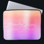Funda Para Portátil Purple Pink Metallic Monogram Business<br><div class="desc">Moderno Oro Púrpura y Arcoiris Rosado Pastel Ombre Girly maquillaje y Salón de Belleza Cabello Faux Metallic Stainless Elegant Monograma Promocional Bolsa Portátil o Funda de publicidad Promocional (promocional). Este elegante funda profesional de informática empresarial se puede personalizar para incluir su nombre de firma de escritura monogramada y su profesión...</div>