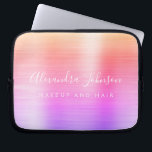 Funda Para Portátil Purple Pink Metallic Monogram Business<br><div class="desc">Moderno Oro Púrpura y Arcoiris Rosado Pastel Ombre Girly maquillaje y Salón de Belleza Cabello Faux Metallic Stainless Elegant Monograma Promocional Bolsa Portátil o Funda de publicidad Promocional (promocional). Este elegante funda profesional de informática empresarial se puede personalizar para incluir su nombre de firma de escritura monogramada y su profesión...</div>