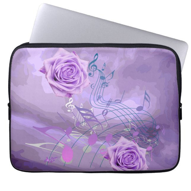 Funda Para Portátil Purple Roses & Music 13" Laptop Sleeve (Frente)