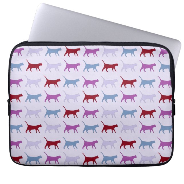 Funda Para Portátil Purple Walking Cat Pattern (Frente)