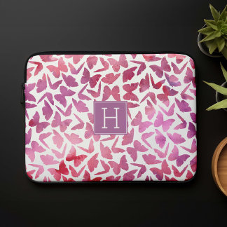 Funda Para Portátil Purple Watercolor Butterflies Pattern