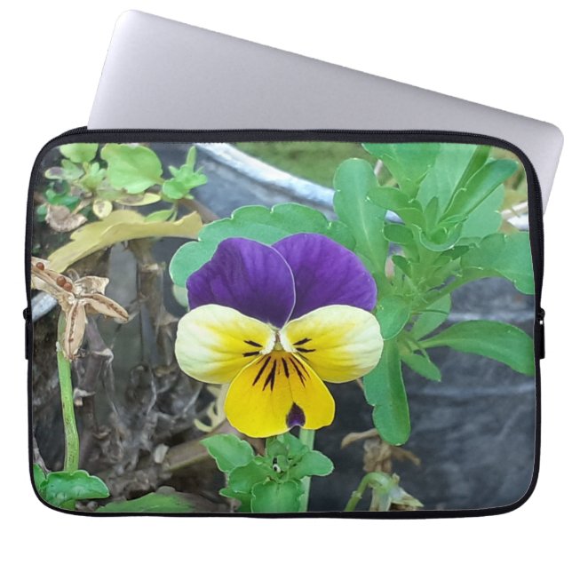 Funda Para Portátil Purple & Yellow Pansy Electronics Bag (Frente)