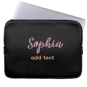 Funda Para Portátil púrpura añadir nombre chica jefe texto negro elega