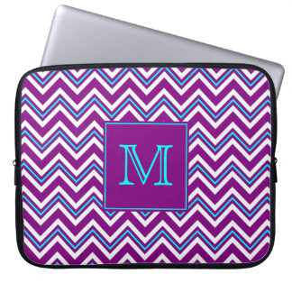 Funda Para Portátil Púrpura del monograma y manga del ordenador