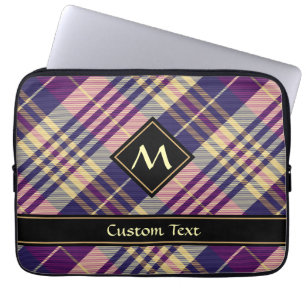 Funda Para Portátil Púrpura, dorada y azul Tartán