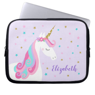 Funda Para Portátil Púrpura Purpurina mágico de Unicornio arcoiris