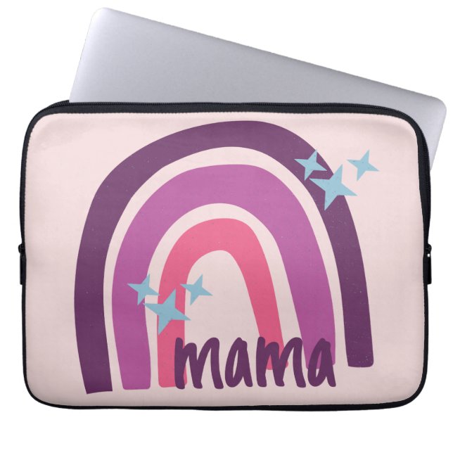 Funda Para Portátil Púrpura rosa bohemio arco iris mamá personalizada (Frente)