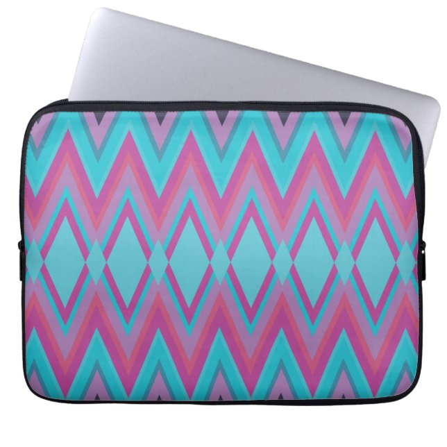 Funda Para Portátil Púrpura y tribal de Aqua (Frente)