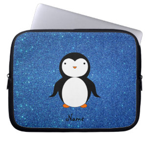 Funda Para Portátil Purpurina azul personalizado del pingüino conocid