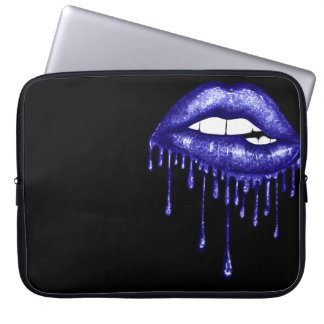 FUNDA PARA PORTÁTIL PURPURINA AZUL ROYAL DRIPPING LIPS
