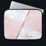 Funda Para Portátil Purpurina color de rosa femenino elegante del oro<br><div class="desc">Combinación elegante de falso purpurina color de rosa del oro y de bloque de mármol blanco del color.</div>
