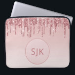 Funda Para Portátil Purpurina de goteo Monograma de oro rosa rosado<br><div class="desc">Rubor Pink - Rosa Purpurina de goteo de Faux de oro y elegante Funda de ordenador portátil monograma elegante. Este funda monogramado se puede personalizar para incluir su nombre inicial y su nombre de pila.</div>