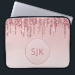 Funda Para Portátil Purpurina de goteo Monograma de oro rosa rosado<br><div class="desc">Rubor Pink - Rosa Purpurina de goteo de Faux de oro y elegante Funda de ordenador portátil monograma elegante. Este funda monogramado se puede personalizar para incluir su nombre inicial y su nombre de pila.</div>
