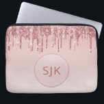 Funda Para Portátil Purpurina de goteo Monograma de oro rosa rosado<br><div class="desc">Rubor Pink - Rosa Purpurina de goteo de Faux de oro y elegante Funda de ordenador portátil monograma elegante. Este funda monogramado se puede personalizar para incluir su nombre inicial y su nombre de pila.</div>