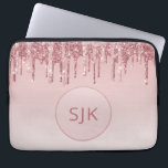 Funda Para Portátil Purpurina de goteo Monograma de oro rosa rosado<br><div class="desc">Rubor Pink - Rosa Purpurina de goteo de Faux de oro y elegante Funda de ordenador portátil monograma elegante. Este funda monogramado se puede personalizar para incluir su nombre inicial y su nombre de pila.</div>
