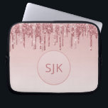 Funda Para Portátil Purpurina de goteo Monograma de oro rosa rosado<br><div class="desc">Rubor Pink - Rosa Purpurina de goteo de Faux de oro y elegante Funda de ordenador portátil monograma elegante. Este funda monogramado se puede personalizar para incluir su nombre inicial y su nombre de pila.</div>