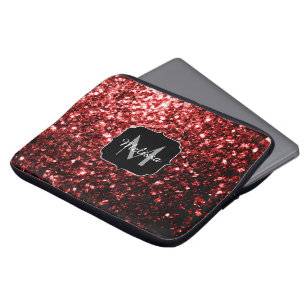 Funda Para Portátil Purpurina de imitación rojo oscuro enciende glamou