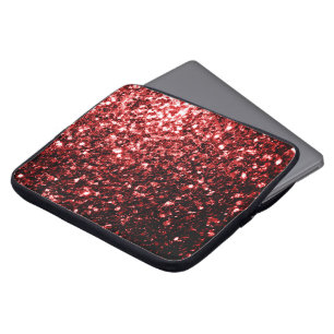 Funda Para Portátil Purpurina de imitación rojo oscuro enciende glamou