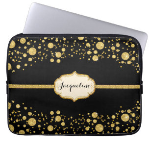 Funda Para Portátil Purpurina de la hoja de oro Confetti Polka Dots Sp