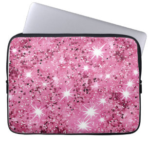 Funda Para Portátil Purpurina de las estrellas rosadas calientes