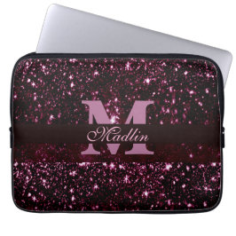Funda Para Portátil purpurina de monograma personalizado