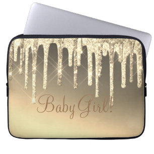 Funda Para Portátil Purpurina de oro Bling Chica Nombre Esparkle Glam