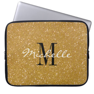 Funda Para Portátil Purpurina de oro falso personalizado monogénico f