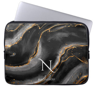 Funda Para Portátil Purpurina de oro nocturno oscuro Personalizable de