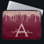 Funda Para Portátil Purpurina de oro rosa rosa de Borgoña espuma Monog<br><div class="desc">Borgoña y rosa - Rosa Faux de Oro Conduciendo Purpurina Girona moderna y elegante y Funda elegante de monograma. Este funda se puede personalizar para incluir su nombre inicial y su nombre de pila.</div>