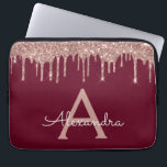 Funda Para Portátil Purpurina de oro rosa rosa de Borgoña espuma Monog<br><div class="desc">Borgoña y rosa - Rosa Faux de Oro Conduciendo Purpurina Girona moderna y elegante y Funda elegante de monograma. Este funda se puede personalizar para incluir su nombre inicial y su nombre de pila.</div>