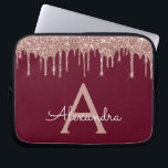 Funda Para Portátil Purpurina de oro rosa rosa de Borgoña espuma Monog<br><div class="desc">Borgoña y rosa - Rosa Faux de Oro Conduciendo Purpurina Girona moderna y elegante y Funda elegante de monograma. Este funda se puede personalizar para incluir su nombre inicial y su nombre de pila.</div>