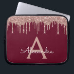 Funda Para Portátil Purpurina de oro rosa rosa de Borgoña espuma Monog<br><div class="desc">Borgoña y rosa - Rosa Faux de Oro Conduciendo Purpurina Girona moderna y elegante y Funda elegante de monograma. Este funda se puede personalizar para incluir su nombre inicial y su nombre de pila.</div>